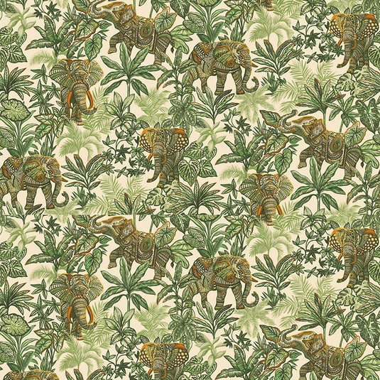 Elephant Foliage Pattern Wallpaper