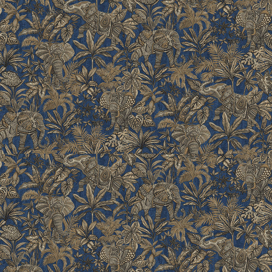 Elephant Foliage Pattern Wallpaper