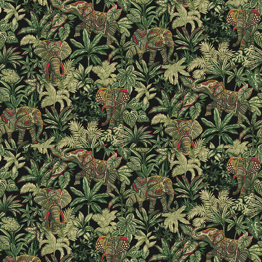 Elephant Foliage Pattern Wallpaper