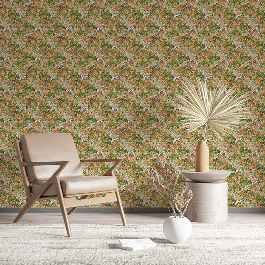 Vintage Berry Floral Pattern Wallpaper