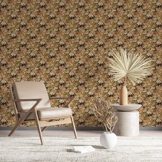 Vintage Berry Floral Pattern Wallpaper