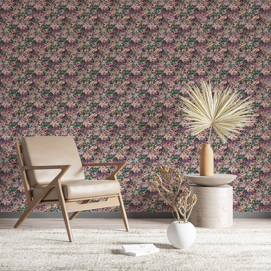 Vintage Berry Floral Pattern Wallpaper