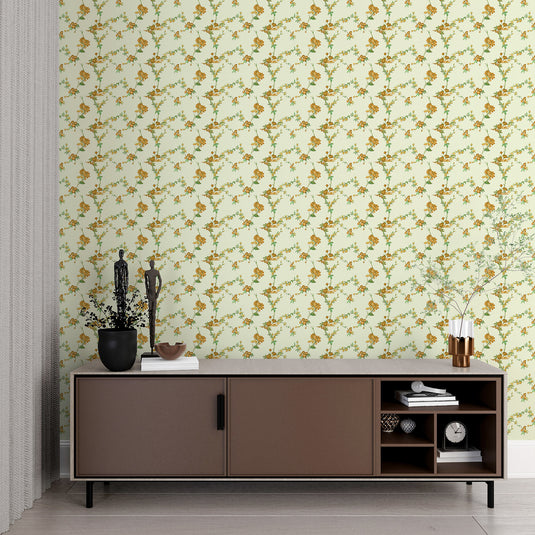 Floral Embroidery Style Elegance Wallpaper