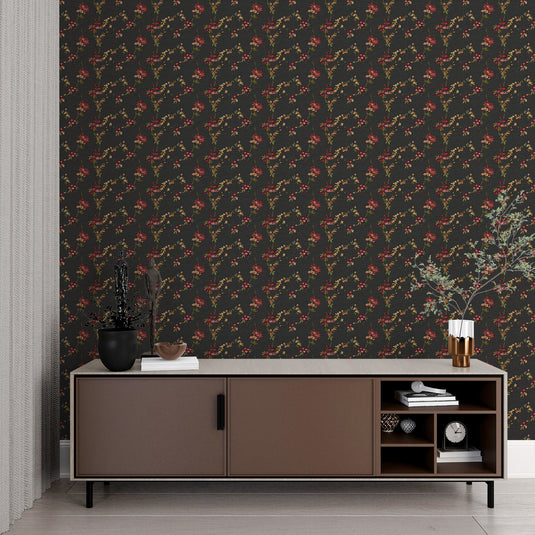 Floral Embroidery Style Elegance Wallpaper