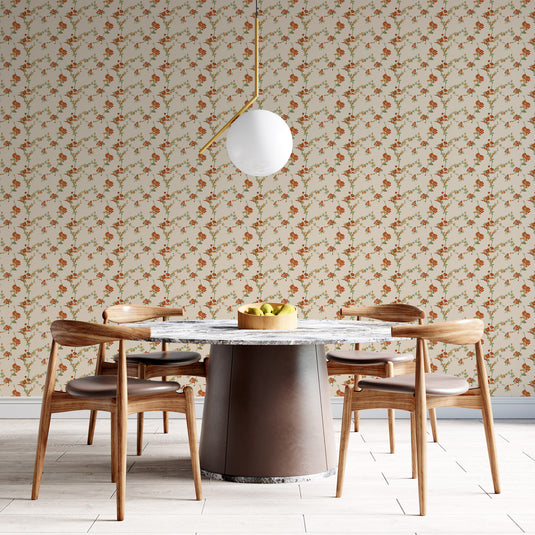 Floral Embroidery Style Elegance Wallpaper