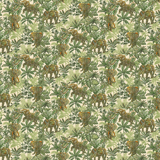 Elephant Foliage Pattern Wallpaper