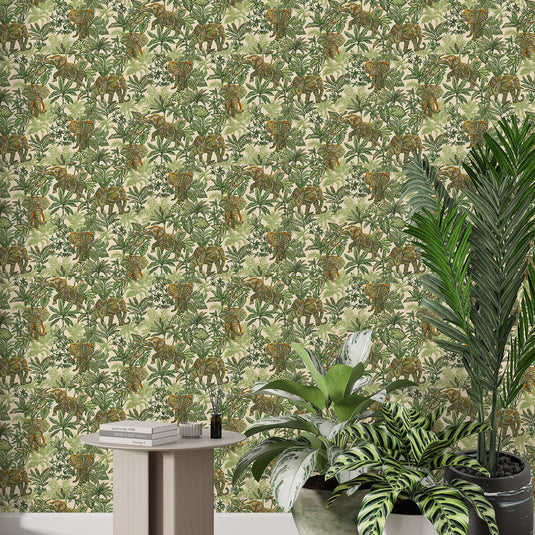 Elephant Foliage Pattern Wallpaper