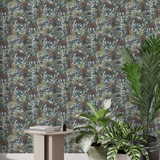 Elephant Foliage Pattern Wallpaper
