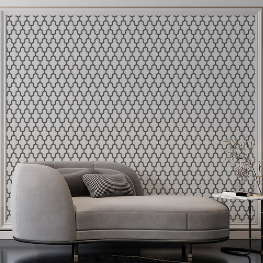 Embossed Geometric Trellis Vinyl Wallpaper