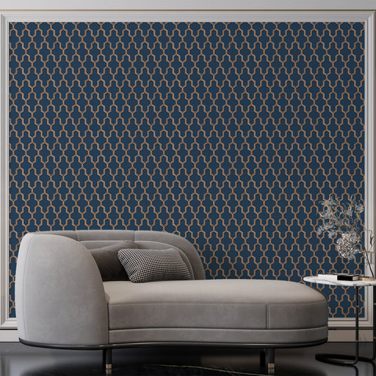 Embossed Geometric Trellis Vinyl Wallpaper