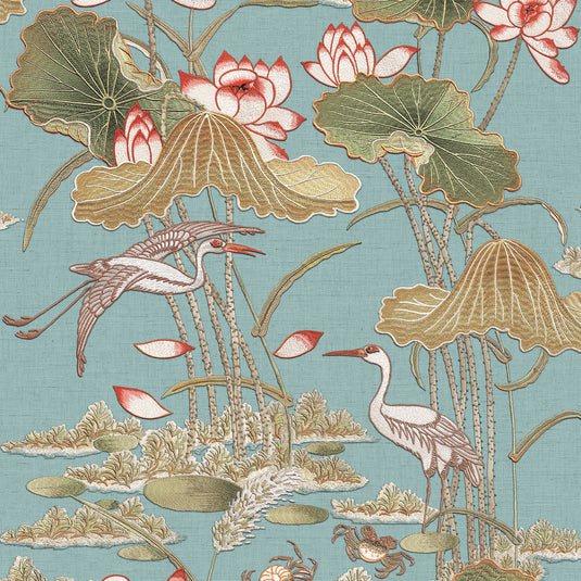 Lotus Pond Aquaflora Elegance Sanctuary Wallpaper