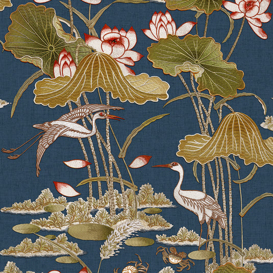 Lotus Pond Aquaflora Elegance Sanctuary Wallpaper